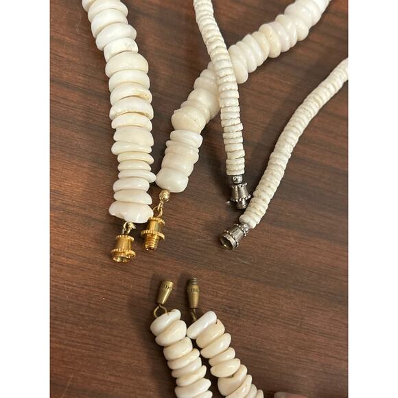 3 Vintage Puka Shell Hawaiian Collar Choker and Necklace Set 14, 15.5, + 19 inch - Picture 5 of 5